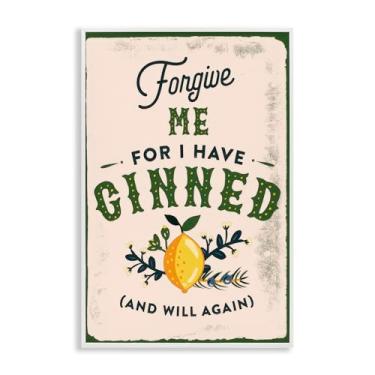 Imagem de Stupell Industries Forgive Me For I Have Ginned Framed Giclee Wall Art Design by The Whiskey Ginger, moldura branca, 50 x 76 cm