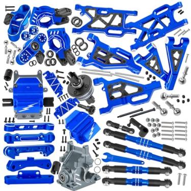 Imagem de RCYouHott RC Suspension A Arms&Steering Blocks Axle Carriers&Gearbox Case w/43T/13T Diff Gear Mount&Camber Links Upgrades Part for 1/8 Typhon 6s BLX,1/7 Felony Infraction 6S BLX Limitless,Navy Blue