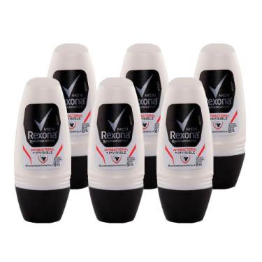 Imagem de Kit 6 Und Desodorante Roll-On Rexona Men Antibacterial+Invisible 50ml