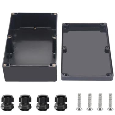 Imagem de Otdorpatio Project Box ABS Preto Caixas Elétricas IP67 Caixa Impermeável Externa Caixa de Junção Eletrônica Caixa de Alimentação com Glândulas de Cabo para Projeto DIY 9,1 x 5,9 x 3,4 polegadas (230 x
