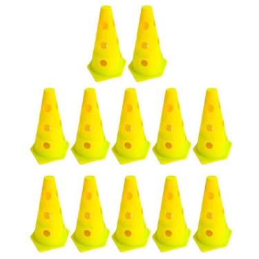 Imagem de Z12x Mini Cone Sinalização Esportivo 23cm Agilidade Furado AMARELO - 3