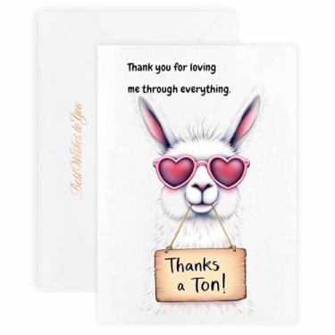 Imagem de MAGJUCHE Cartão de agradecimento para o marido – Selo e envelope de cera elegante, papel 300 g/m², impressão vívida de 600 DPI, 12 x 17 cm, design de lhama