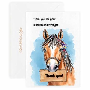 Imagem de MAGJUCHE Cartão de agradecimento para o sogro – Selo e envelope de cera elegante, papel de 300 g/m², impressão vívida de 600 DPI, 12 x 17 cm, design de cavalo