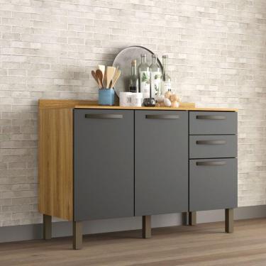 Imagem de Balcão Valência Branco Salleto Móveis Carvalho Com Grafite