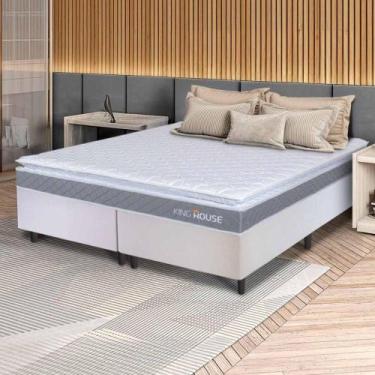 Imagem de Conjunto Box Branco Durban Cinza Espuma D28 Queen 158x198x57 - King Ho
