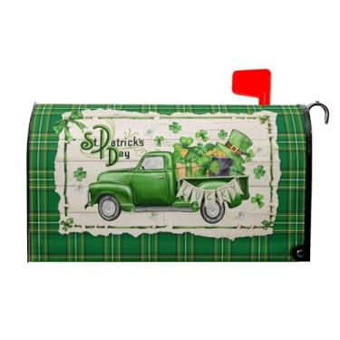 Imagem de Harooni Capa Magnética Para Caixa De Correio Caminhão Feliz Dia São Patrício, Tamanho Padrão Coleta Feriados, 18 X 21 Pol., Xadrez Búfalo Verde, Casa E Área Externa