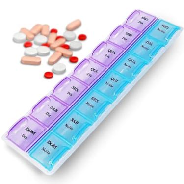 Imagem de Organizador de Comprimidos Semanal 2x ao Dia 14 Compartimentos Porta Comprimidos Dia e Noite Para Remédios e Vitaminas Original Caixa de Comprimidos Portátil Para Viagem