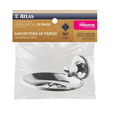 Imagem de Atlas - Saboneteira de Parede de Metal Polido Di Base com Buchas e Parafusos para Fixação