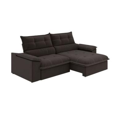 Imagem de Sofá 4 Lugares Retrátil e Reclinável Venetto Veludo Slim Marrom 250 cm