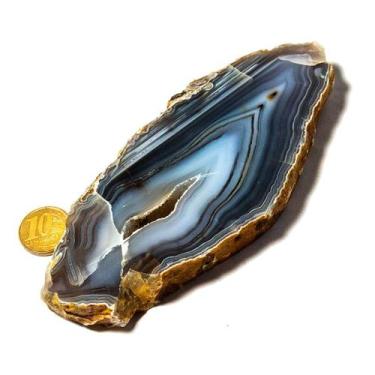 Imagem de 01 Chapa de Ágata Pedra Natural 200 a 300g 13 a 14cm Tipo B - Cristais