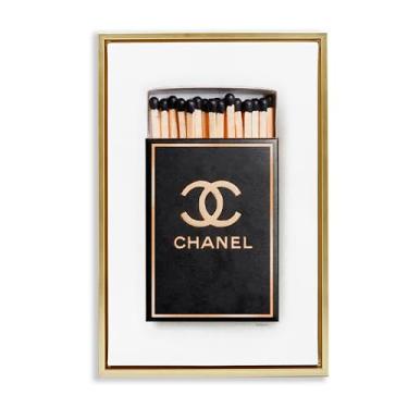 Imagem de Stupell Industries Black Mod Fashion Matches Gold Framed Floater Canvas Wall Art Design por Amanda Greenwood, 17 x 25