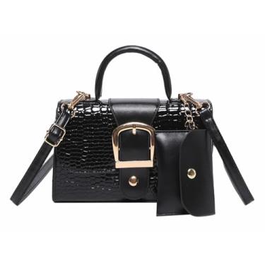 Imagem de XMLiZhiGu Pequena bolsa transversal, linda bolsa feminina moderna, bolsa clutch com alça superior para meninas, nº 9, preta