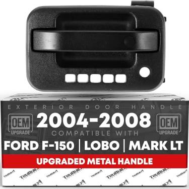Imagem de Maçaneta externa da porta do motorista, metal atualizado - compatível com Ford F-150 2004-2008; 04-08 Lincoln Mark LT - preto texturizado com fechadura - OEM 4L3Z-1522405-CAA-MT, 6L3Z1522405AB,