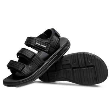 Imagem de CAMEL CROWN Sandálias esportivas masculinas de malha respirável sandálias de caminhada com bico aberto para homens verão casual esporte, Preto, 39