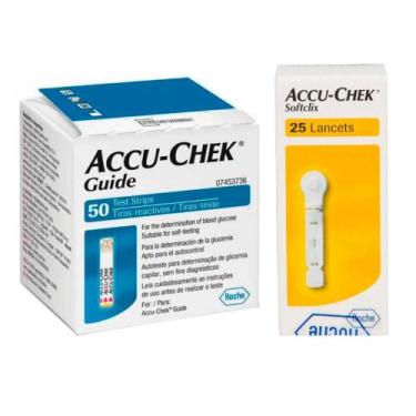 Imagem de 50 Tiras Reagentes Accu Chek Guide + 25 Lancetas Softclix - Accu-chek