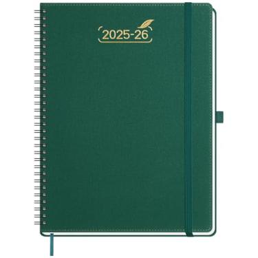 Imagem de BEZEND Agenda semanal 2025 2026 21,6 cm x 28 cm com 2 colunas, calendário de 18 meses, diário, mensal e anual, com notas, agenda grande para caderno espiral, capa macia de couro PU, perene