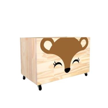Imagem de Baú Organizador de Brinquedos Infantil com Rodas – Caixa Organizadora e Porta Brinquedos de Madeira Tipo Caixote(CX102)