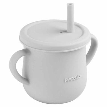 Imagem de Copo De Silicone Com Canudo Soft 150ml Infantil Pimpolho - Cinza