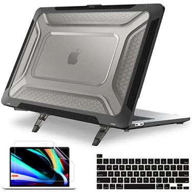 Imagem de Mektron Compatível com MacBook Pro 13" Capa 2021 Versão 2020 M1 A2338 A2289 A2251, Capa de plástico rígido com TPU Bumper & Dust Plug & Keyboard Capa, Preto