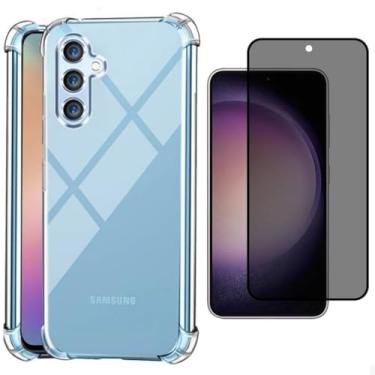 Imagem de [GL CASES] Kit Capa A54 Case Capinha Samsung A54 Anti Impacto Reforçada Silicone Transparente Flexível Proteção De Câmera + Película A54 Privacidade Vidro Anti Spy Espião