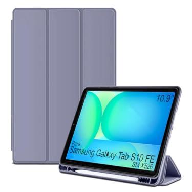 Imagem de Capa Tablet flip para Samsung Galaxy Tab S10 FE 5G SM-X526 BZADZTO Smart pen 10.9 polegadas resistente aveludada compatimento para caneta Case capinha Anti Impacto Suporte Pencil - Alamo (Violeta)