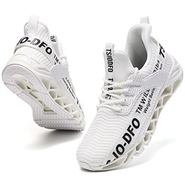 Imagem de FRSHANIAH Tênis Feminino Slip-On Para Corrida, Blade, Caminhada, Moda, Academia, Treino, Branco, Tamanho 8,5