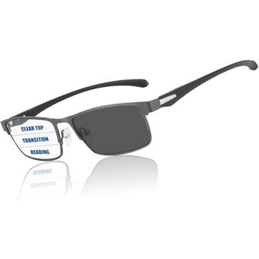 Imagem de GHDBFMB Óculos De Leitura Progressivos Masculinos Fotocrômicos, Lentes Transparentes, Multifocal, Transição Tr90, Grau 3.0