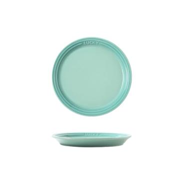 Imagem de Prato de bife de cerâmica sólida para bolo prato de frutas redondo criativo - prato verde de 17,78 cm