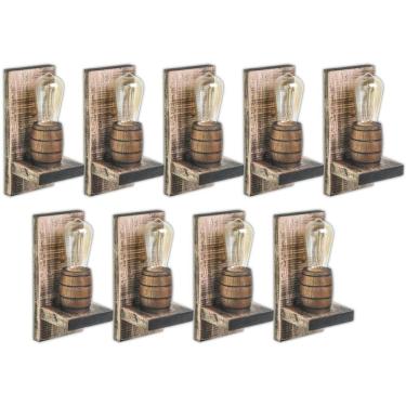 Imagem de Kit 9 Arandelas Barril Delenha Decor Madeira Maciça Rúsitco