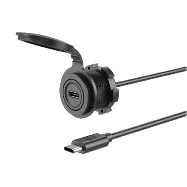 Imagem de Scosche CPDACCKO Extensão de montagem para tablier com cabo de 3 pés, carregador de carro de 12 V com porta tipo C compatível com Apple CarPlay/Android Auto com adaptador USB-C a USB-A, tomada