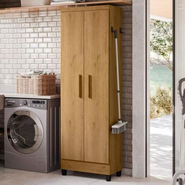 Imagem de Armário Multiuso 2 Portas 5 Prateleiras Freijó - Qmovi, Moderno, Marro