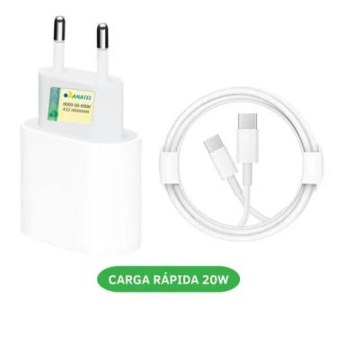 Imagem de Carregador Turbo 20W USB-C + Cabo Tipo-C 1m  Compatível com dispositiv
