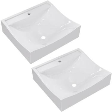 Imagem de Kit 02 Cubas de Apoio Quadrada Para Banheiro Lavabo C01 Q440 Branco - 