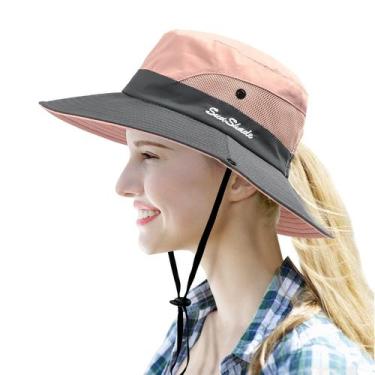 Imagem de Chapéu de sol feminino TDHDIKE com proteção UV dobrável rosa