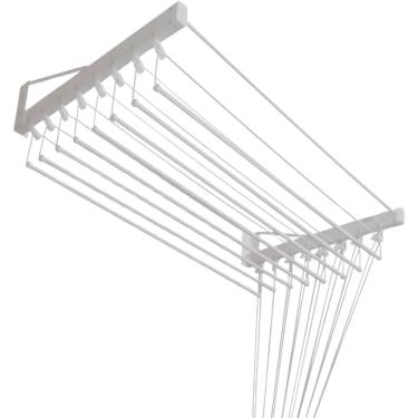 Imagem de Varal Parede Individual 8 Varetas Branco Apartamento 100cm