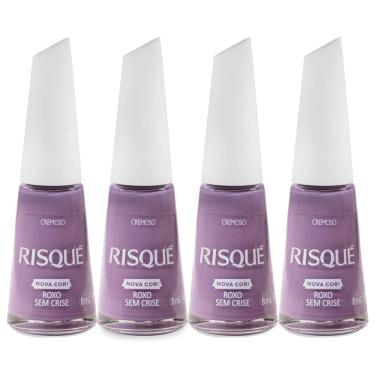 Imagem de Kit 4 Esmalte Risqué Cremoso Nova Cor Roxo Sem Crise 8ml