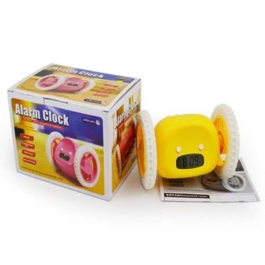 Imagem de Relogio Despertador Com Rodinhas Fugitivo Digital Clocky Adulto Infantil Anti Sono Led Rodas Giratorio Extra Alto