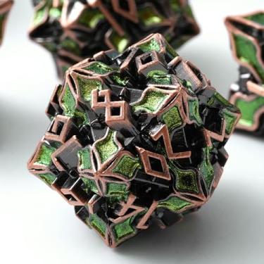 Imagem de Metal Dice for DND - Spire Sanctum Series - Polyhedral Dice Set for D&D, RPG and More - Balanced Rolls, Beautiful 7 Piece Set for Dungeons and Dragons (Antique Copper Green)