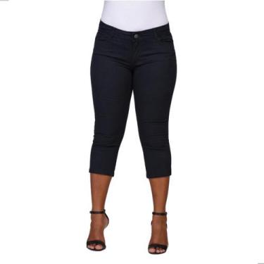 Imagem de Calça Feminina Capri de Sarja Cintura Média Confortável e Estilosa - D