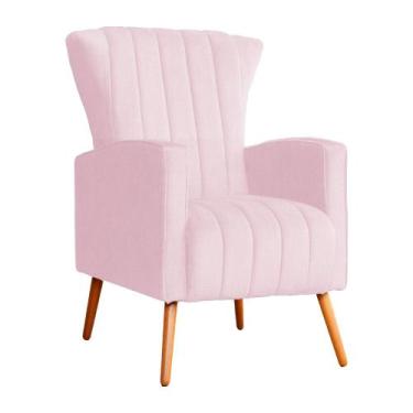 Imagem de Poltrona Decorativa Melinda Pés Palito Suede Cores - DS Estofados, Ros