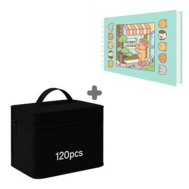 Imagem de 80/100/120 Cores Caneta Marcadora Kit Com Ponta Dupla - Lusen, Caderno