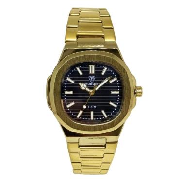 Imagem de Relógio Tuguir Masculino Ref: Tg30443 Casual Retangular Dourado