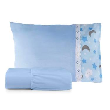 Imagem de Jogo de Lençol Mini Berço, (Nuvem Azul bb)