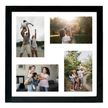 Imagem de Porta Retrato 10x15cm Painel Multifotos Fotos Parede (1 Unidade, Preto, 4 Fotos)