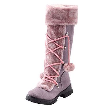 Imagem de Bigfanshu Bota de neve feminina à prova d'água botas de cano curto para inverno e uso externo, Roxo, 40 M EU