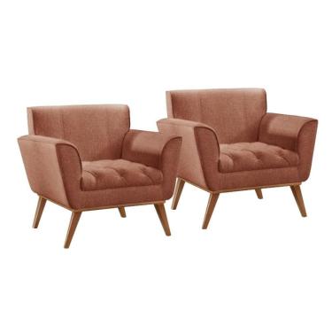 Imagem de Conjunto - 2 Poltronas Lise Luxo Madeira Maciça Castellar Linho Terracota