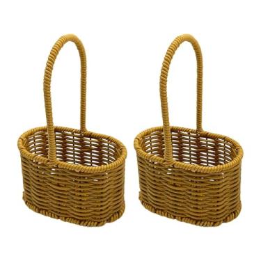 Imagem de FLCPJGV 2x Cesta de Vime de Imitação Portátil Cesta de Mercado para Frutas E Flores Ao Ar Livre
