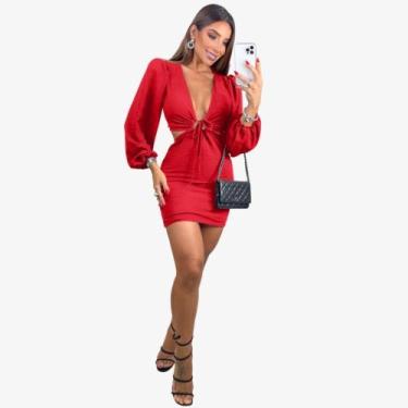 Imagem de Vestido Duna Festa Multiformas Cropped Manga Longa Balada Evento Passe
