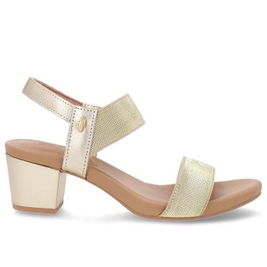 Imagem de Sandália Fem Usaflex Couro Salto Bloco Dourado Y8204056