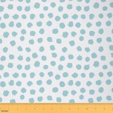 Imagem de Erosebridal Tecido Brush Stroke da The Yard Geometry Dots Impermeável Decoração Externa para Crianças Adolescentes Adultos Céu Polca Rústico Azul Claro Branco Tecido de Estofamento para Cadeiras